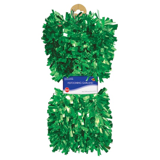 Beistle 15ft. Green Metallic Festooning Garland